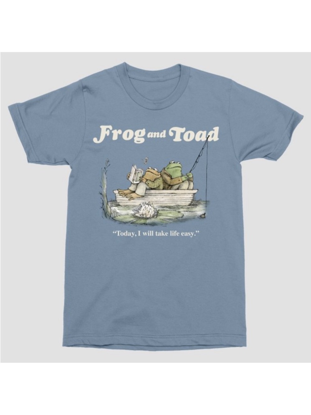 Frog and Toad T Shirt Blue Crew Today I Will Take Life Easy Story Size XL NWT